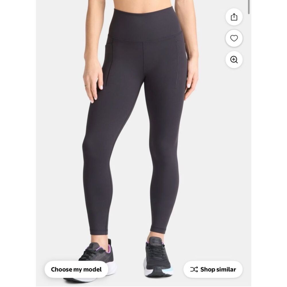 Avia Black High-Rise Workout Leggings with Side Pockets